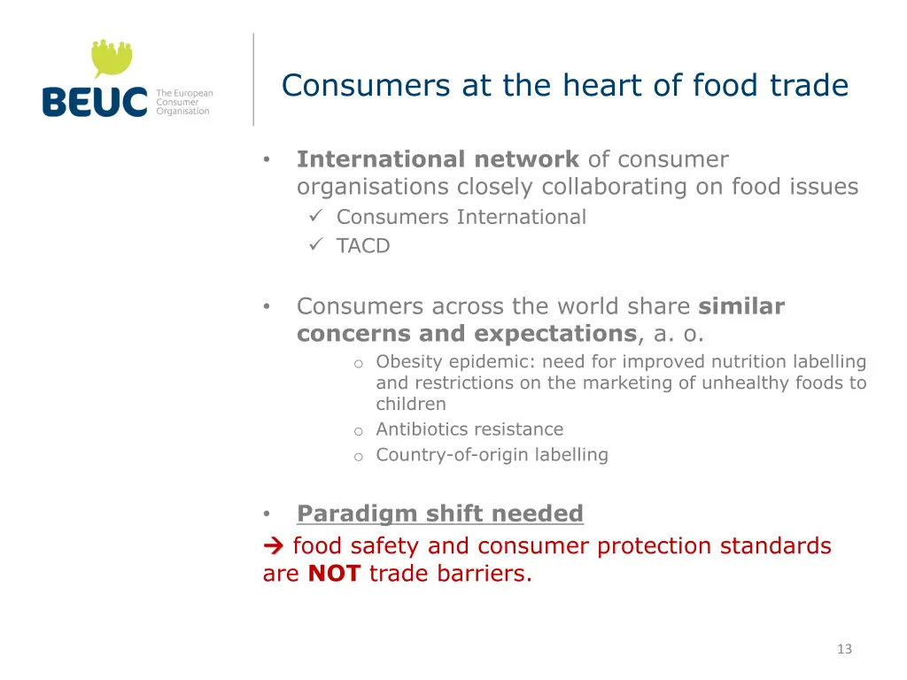 consumers at the heart of food trade