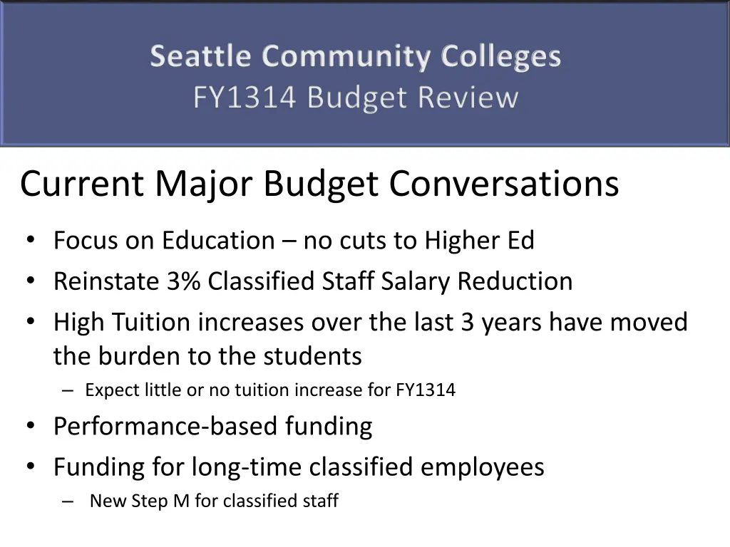 seattle community colleges fy1314 budget review