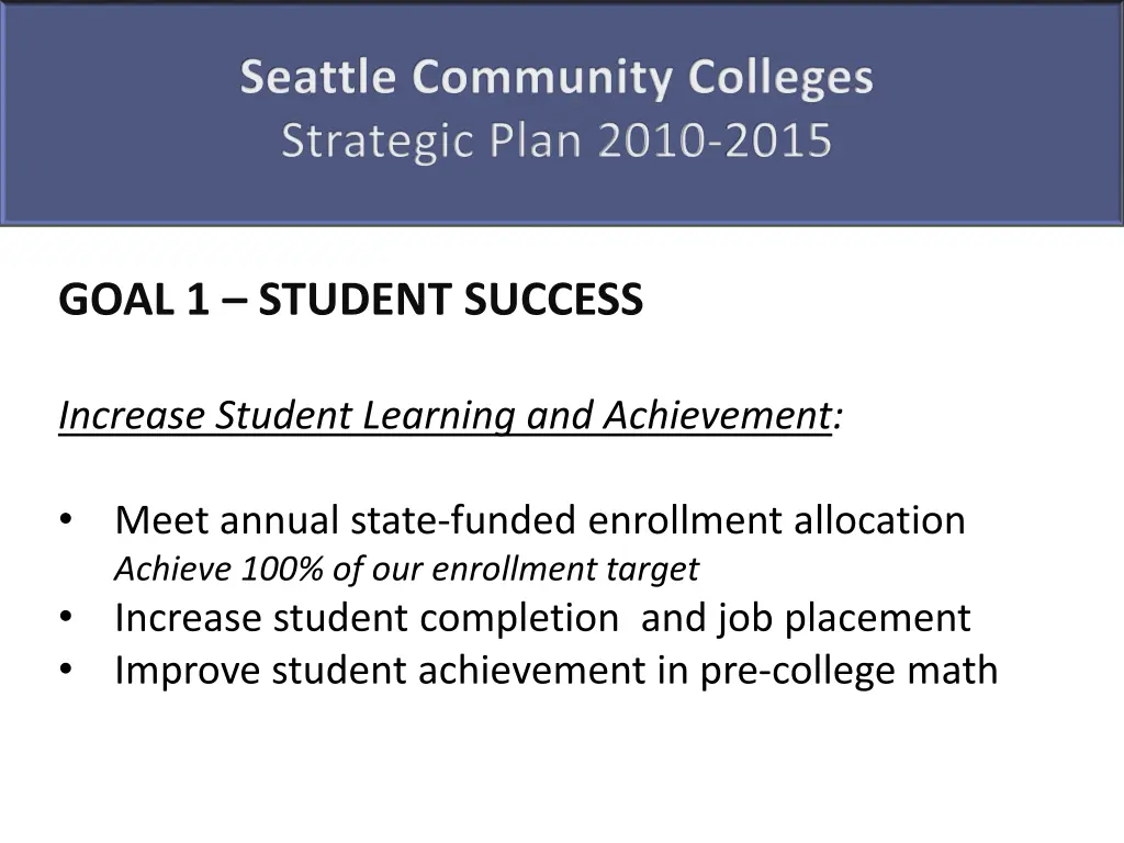 seattle community colleges strategic plan 2010