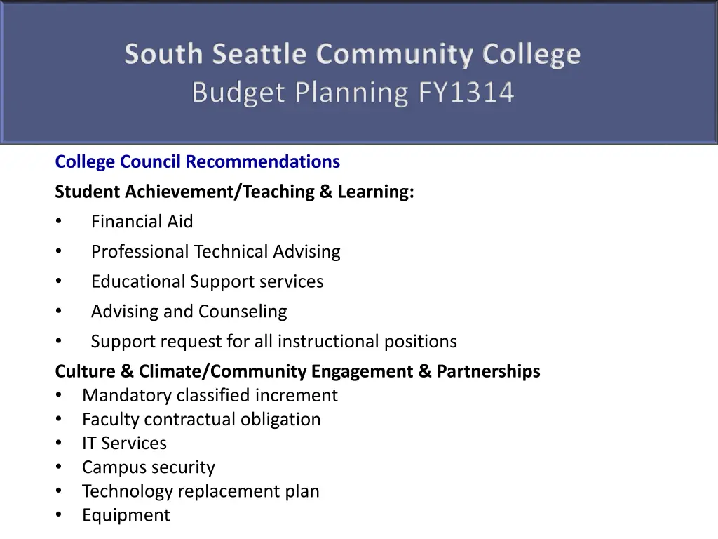 south seattle community college budget planning 1