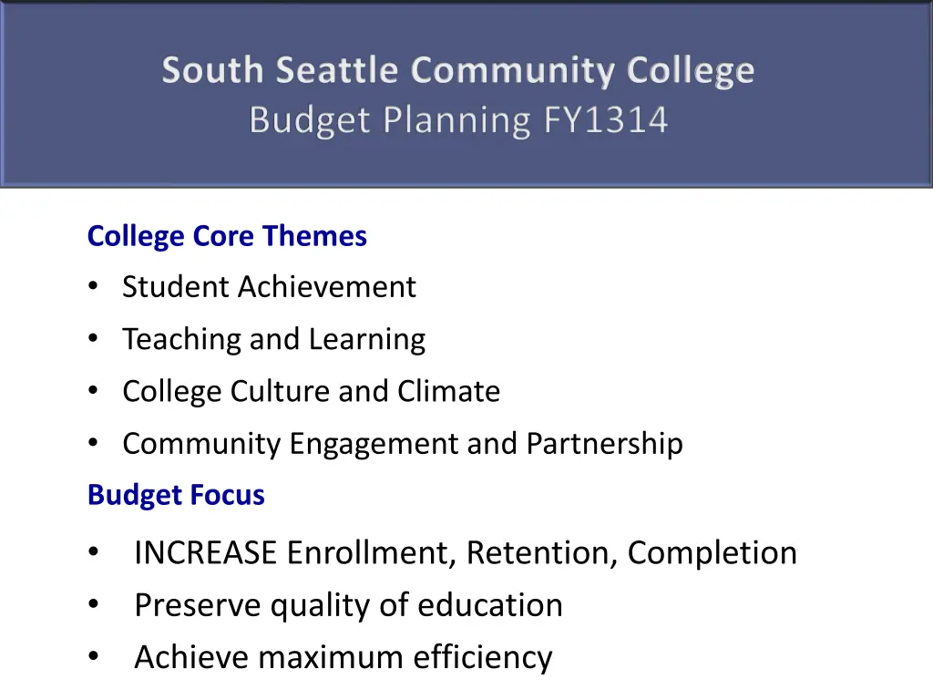 south seattle community college budget planning