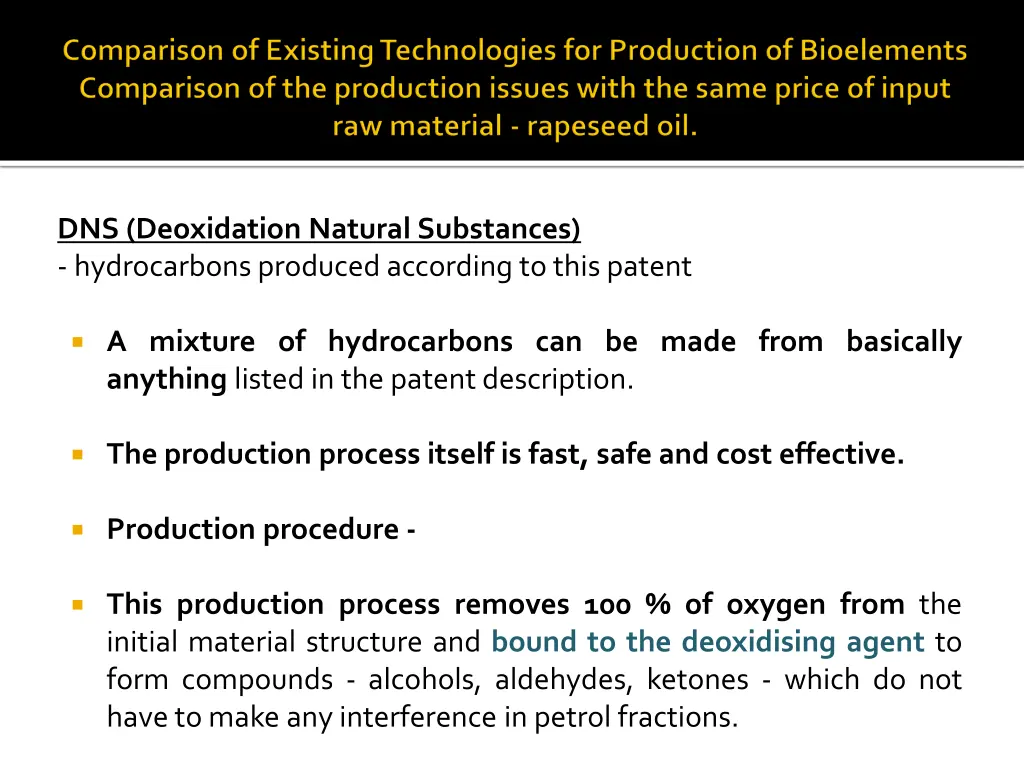 dns deoxidation natural substances hydrocarbons