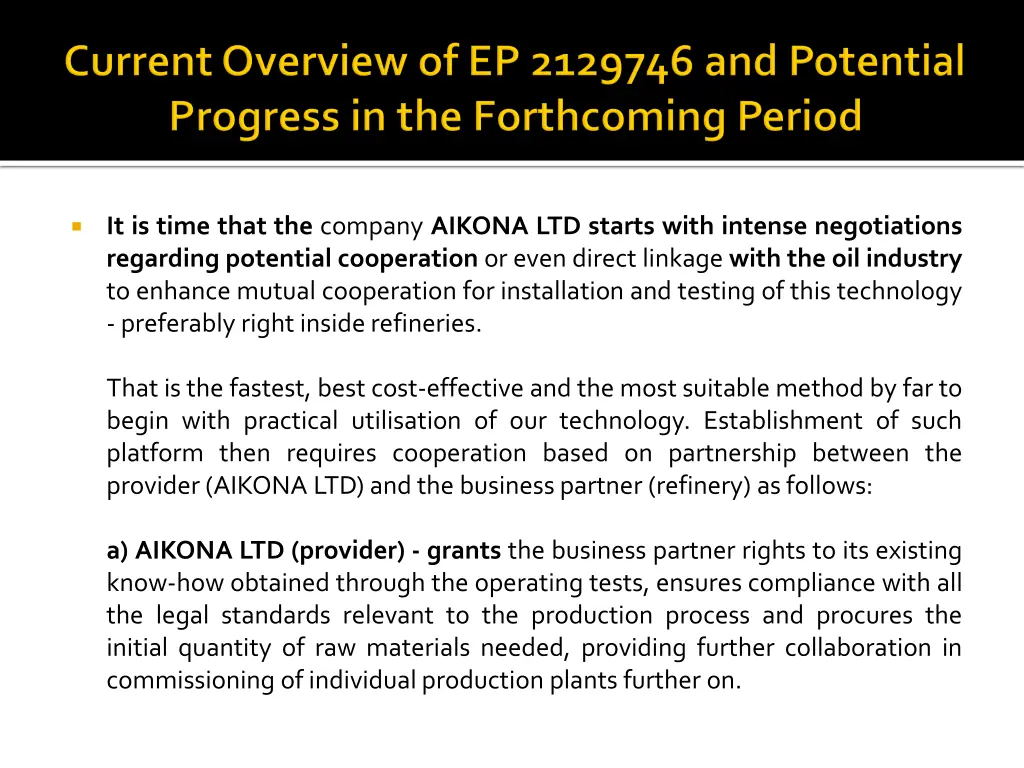 it is time that the company aikona ltd starts
