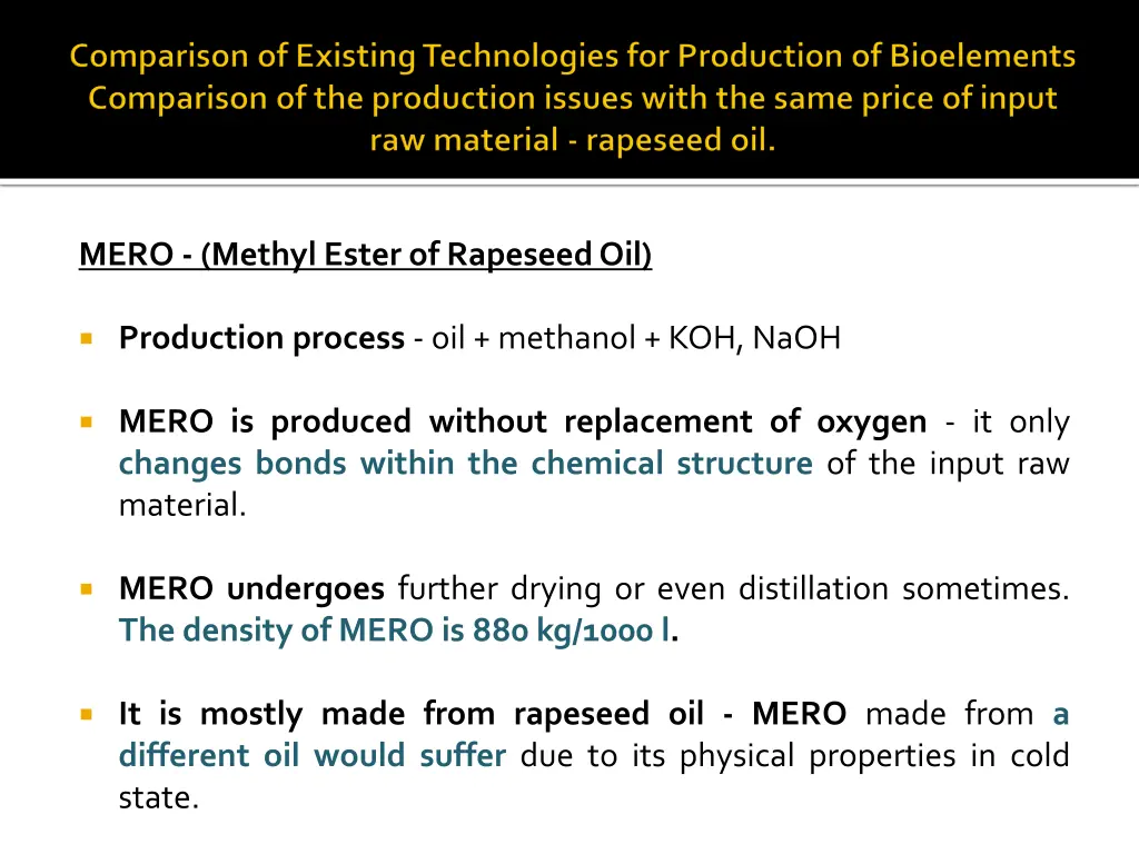 mero methyl ester of rapeseed oil