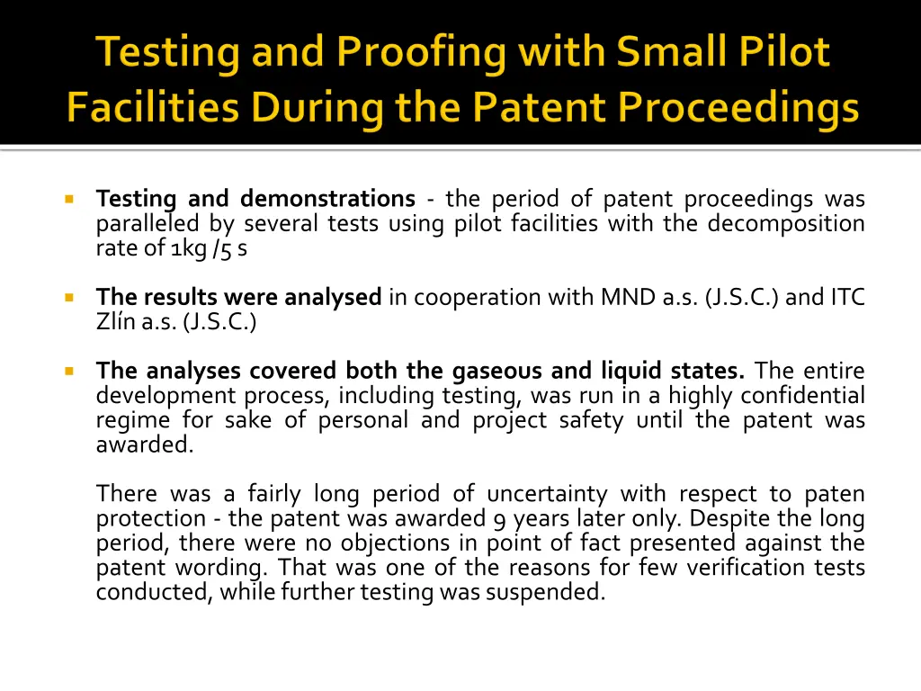 testing and demonstrations the period of patent