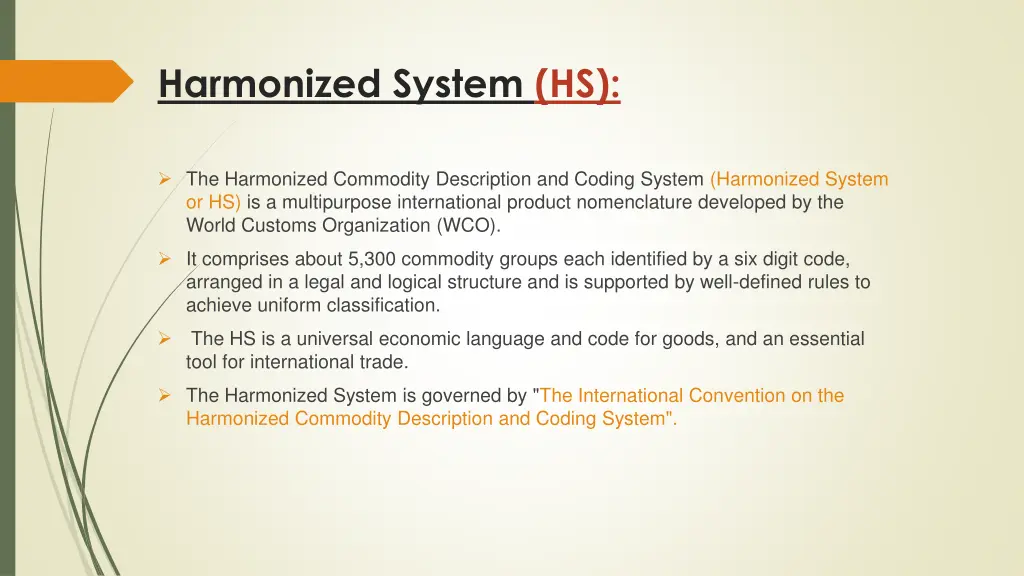 harmonized system hs