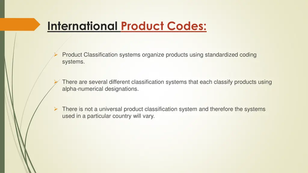 international product codes