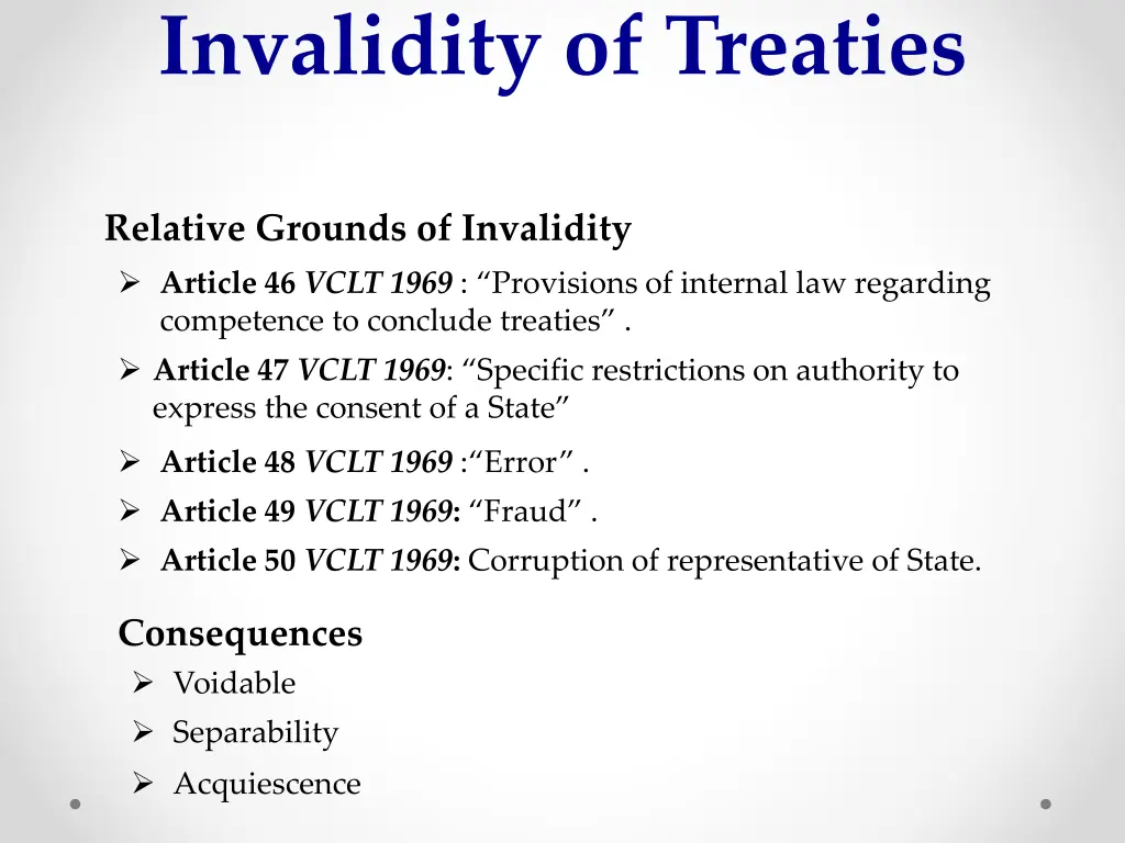invalidity of treaties