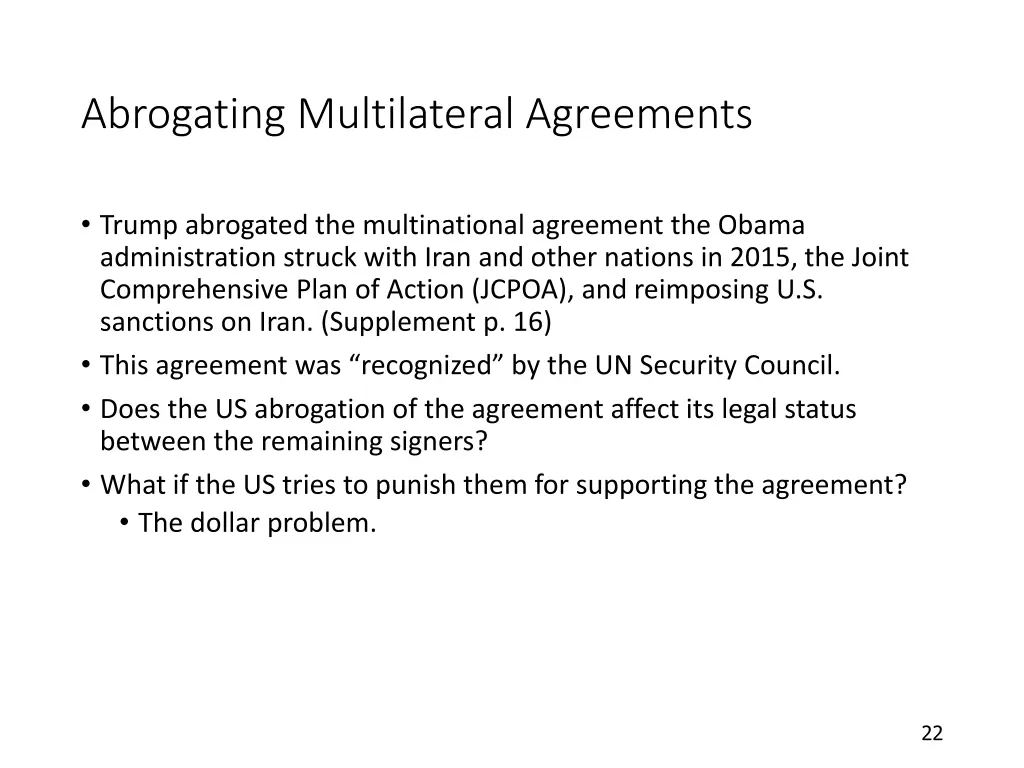 abrogating multilateral agreements
