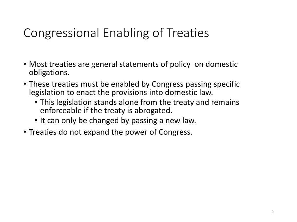 congressional enabling of treaties