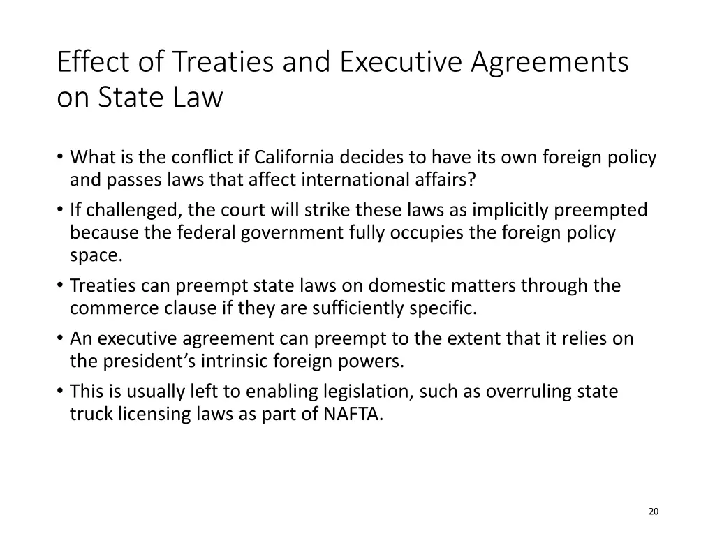 effect of treaties and executive agreements