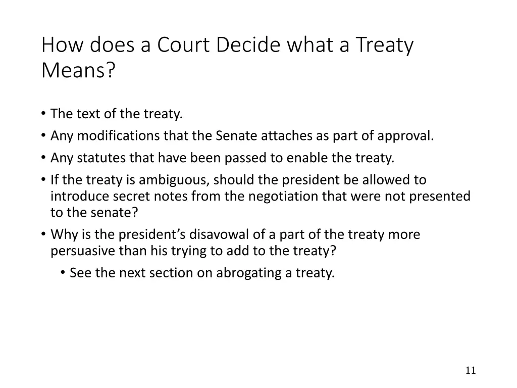 how does a court decide what a treaty means
