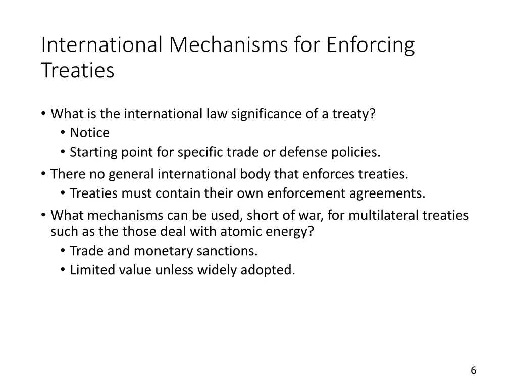 international mechanisms for enforcing treaties
