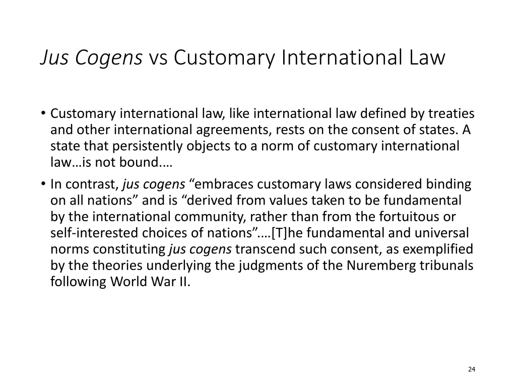 jus cogens vs customary international law