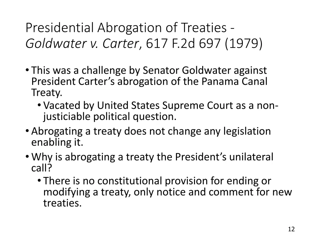 presidential abrogation of treaties goldwater