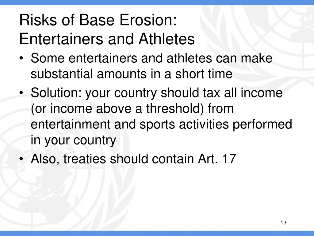 risks of base erosion entertainers and athletes