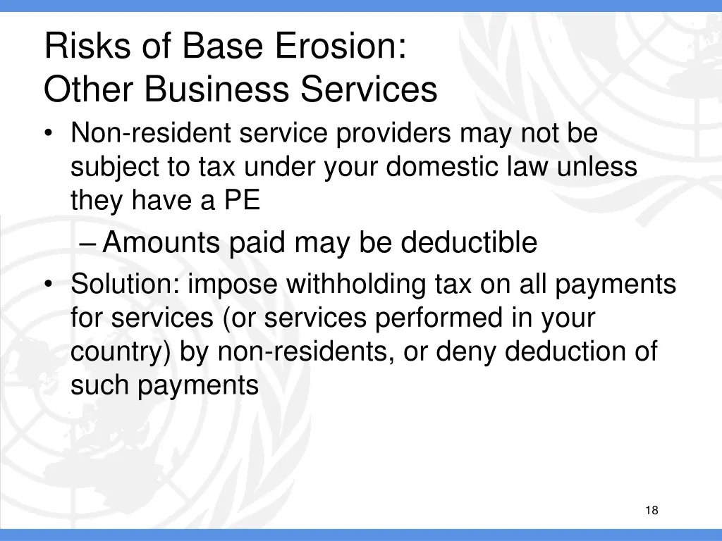 risks of base erosion other business services