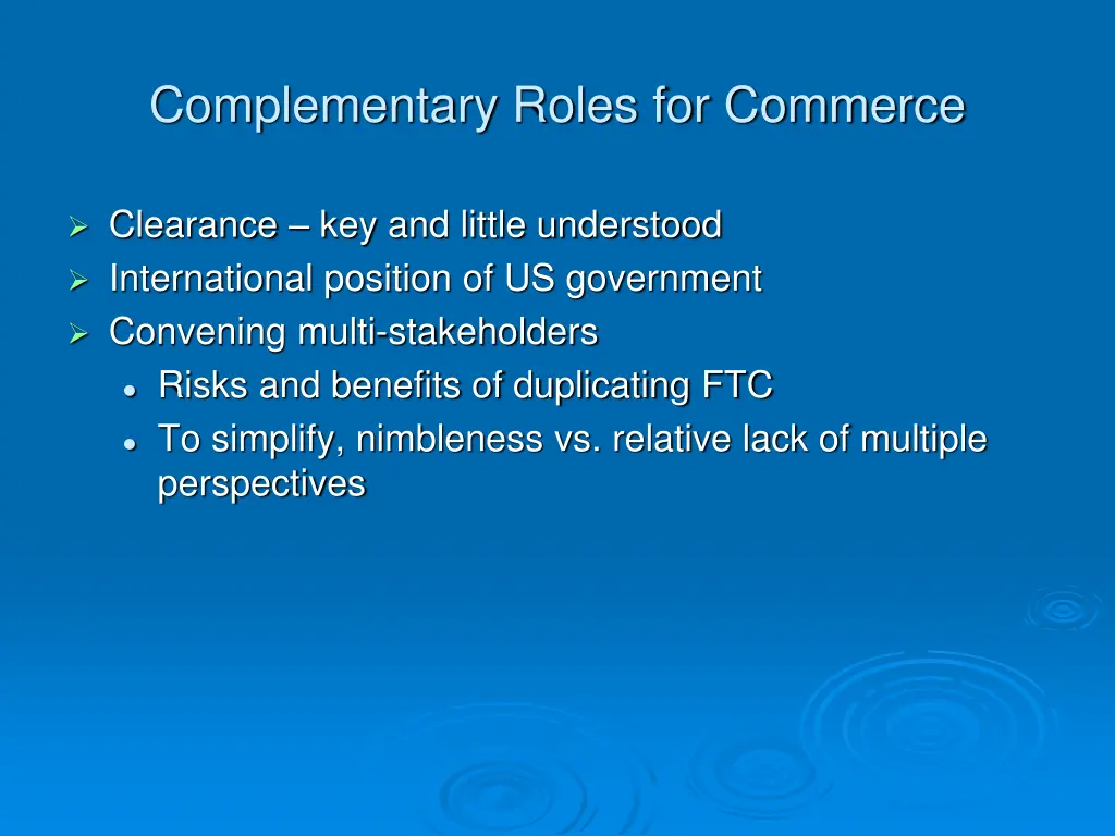 complementary roles for commerce