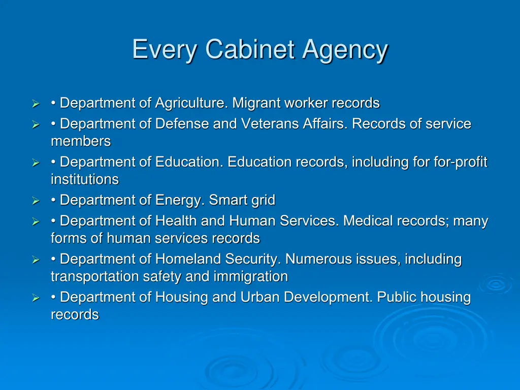 every cabinet agency