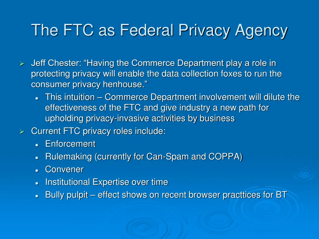 the ftc as federal privacy agency