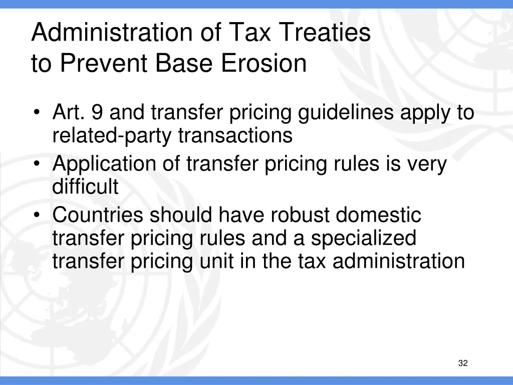 administration of tax treaties to prevent base 10