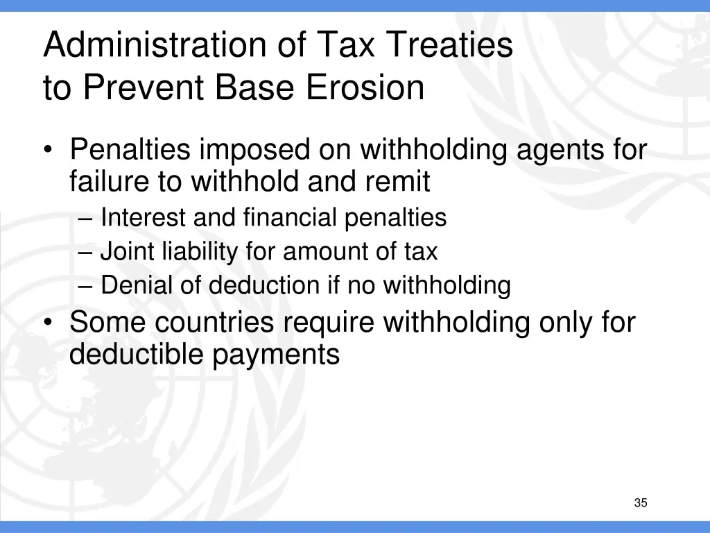 administration of tax treaties to prevent base 13