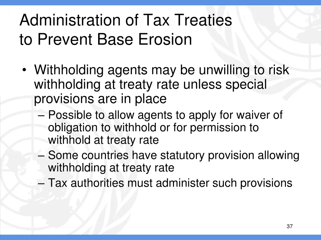 administration of tax treaties to prevent base 15