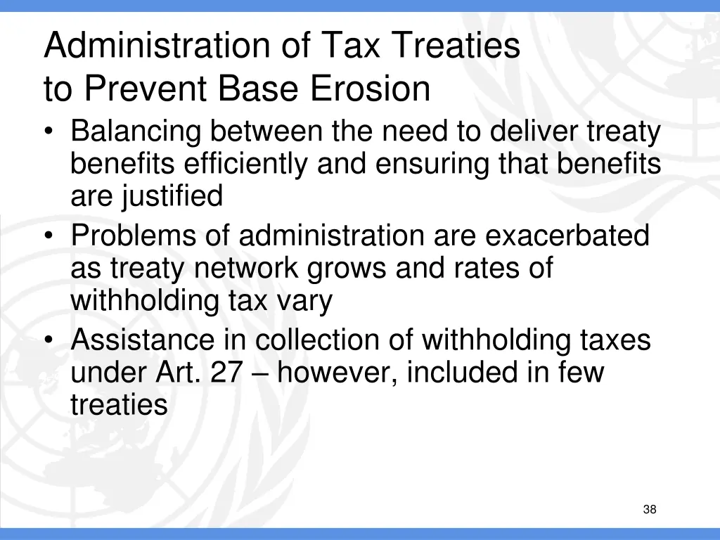 administration of tax treaties to prevent base 16