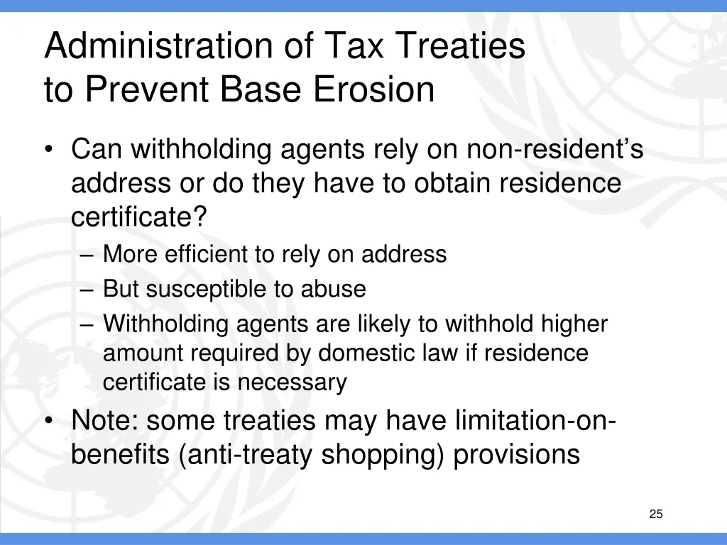 administration of tax treaties to prevent base 3
