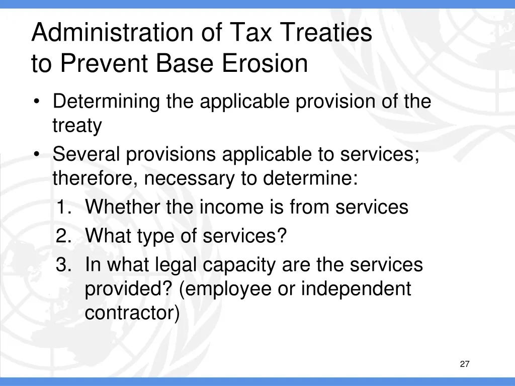 administration of tax treaties to prevent base 5