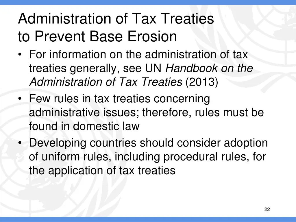 administration of tax treaties to prevent base