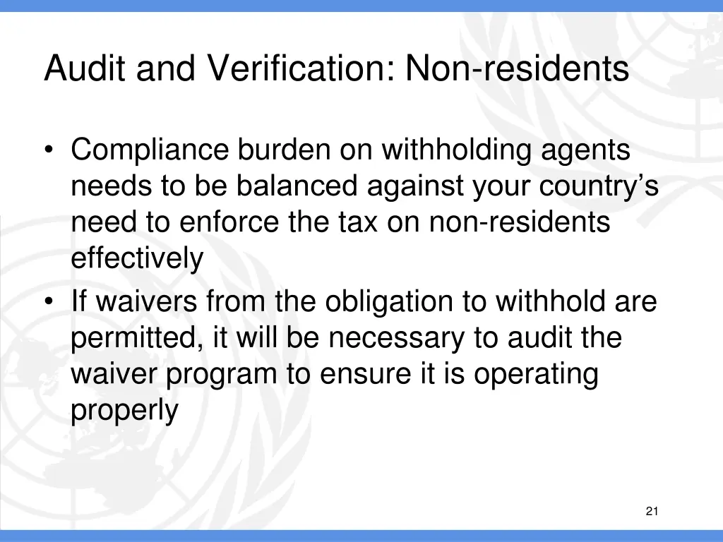 audit and verification non residents 2
