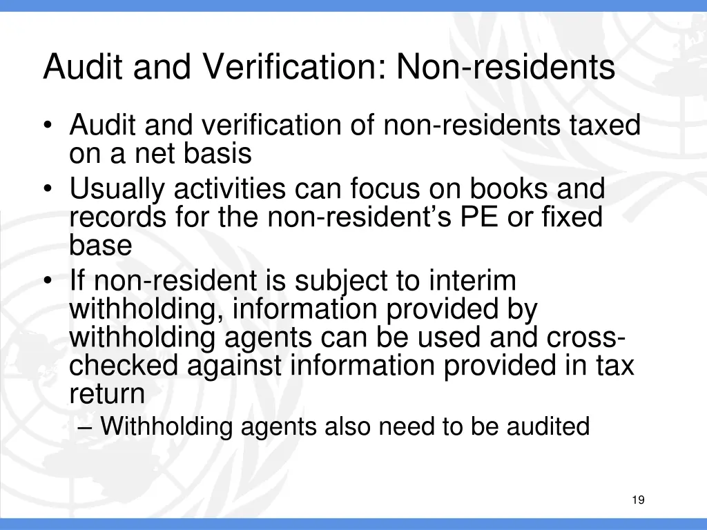 audit and verification non residents