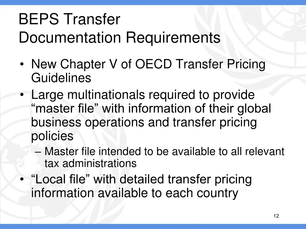 beps transfer documentation requirements