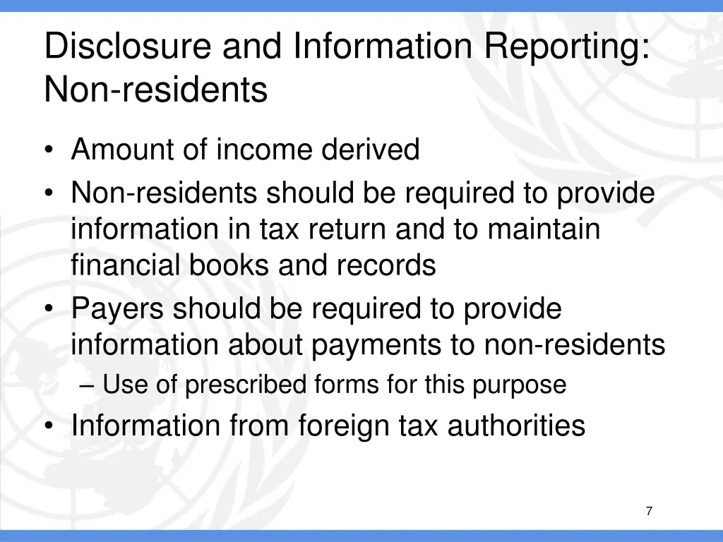 disclosure and information reporting non residents