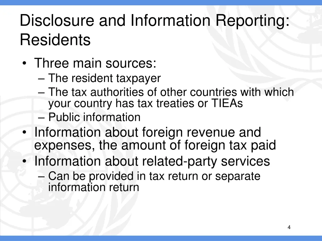 disclosure and information reporting residents