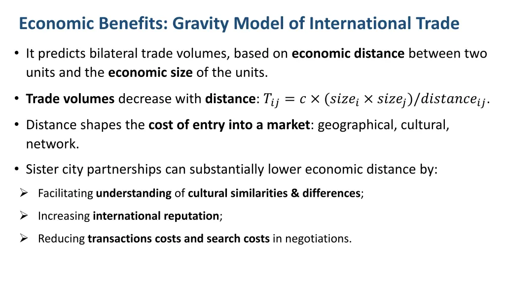 economic benefits gravity model of international