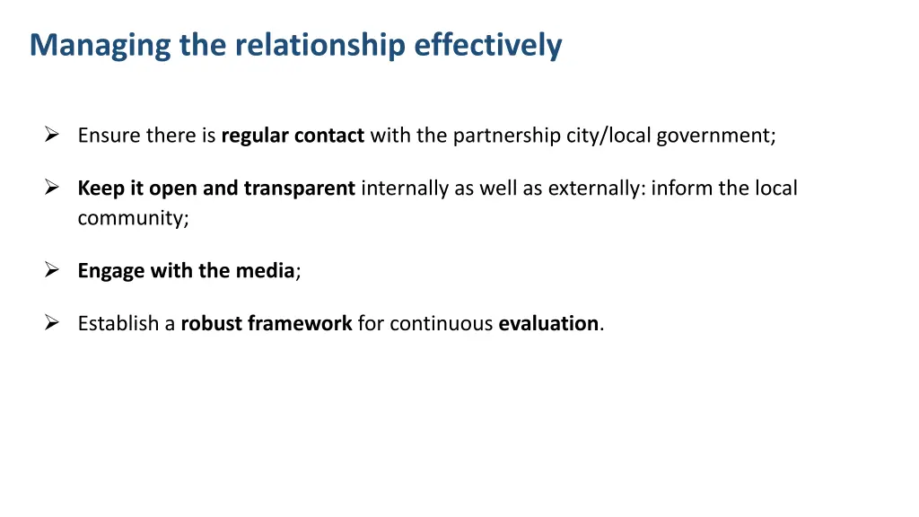 managing the relationship effectively