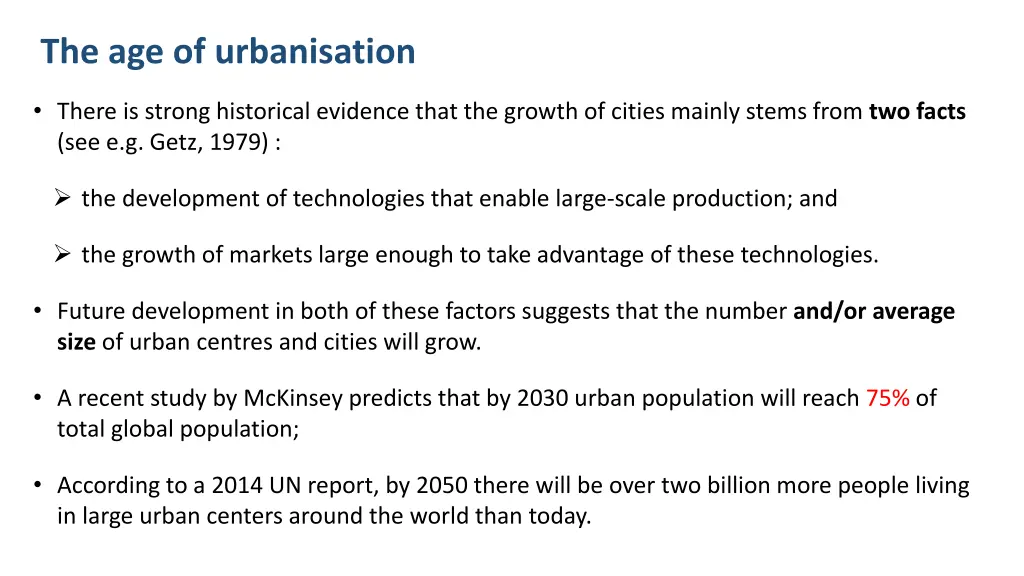 the age of urbanisation