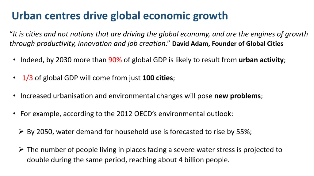urban centres drive global economic growth