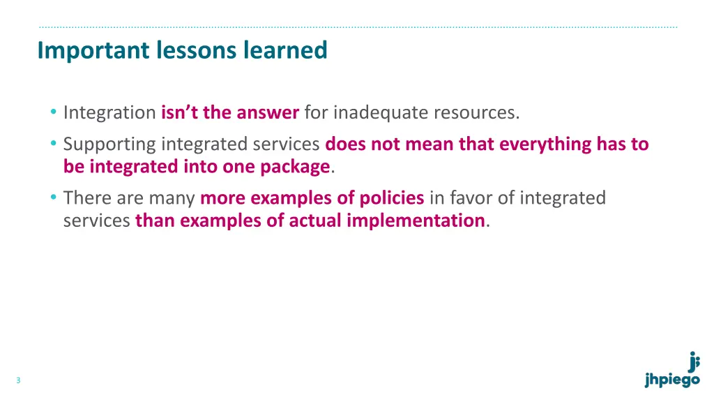 important lessons learned