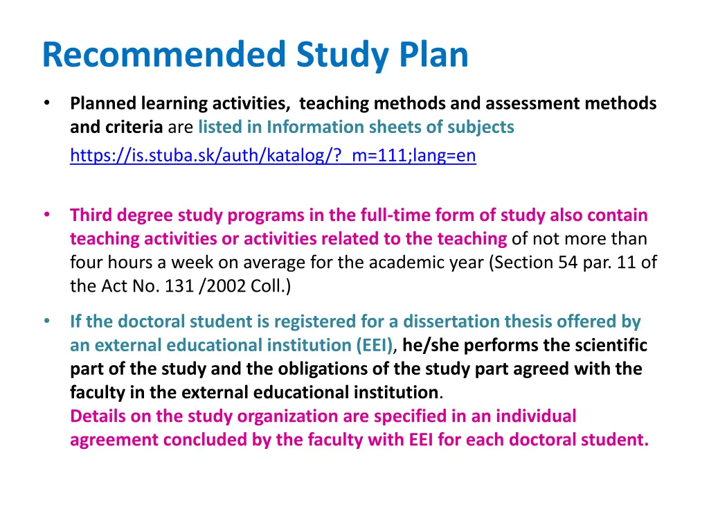 recommended study plan 2