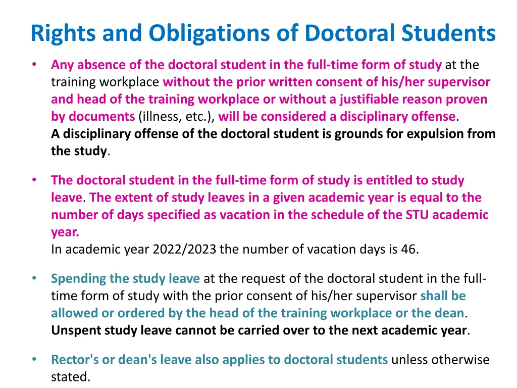 rights and obligations of doctoral students 1