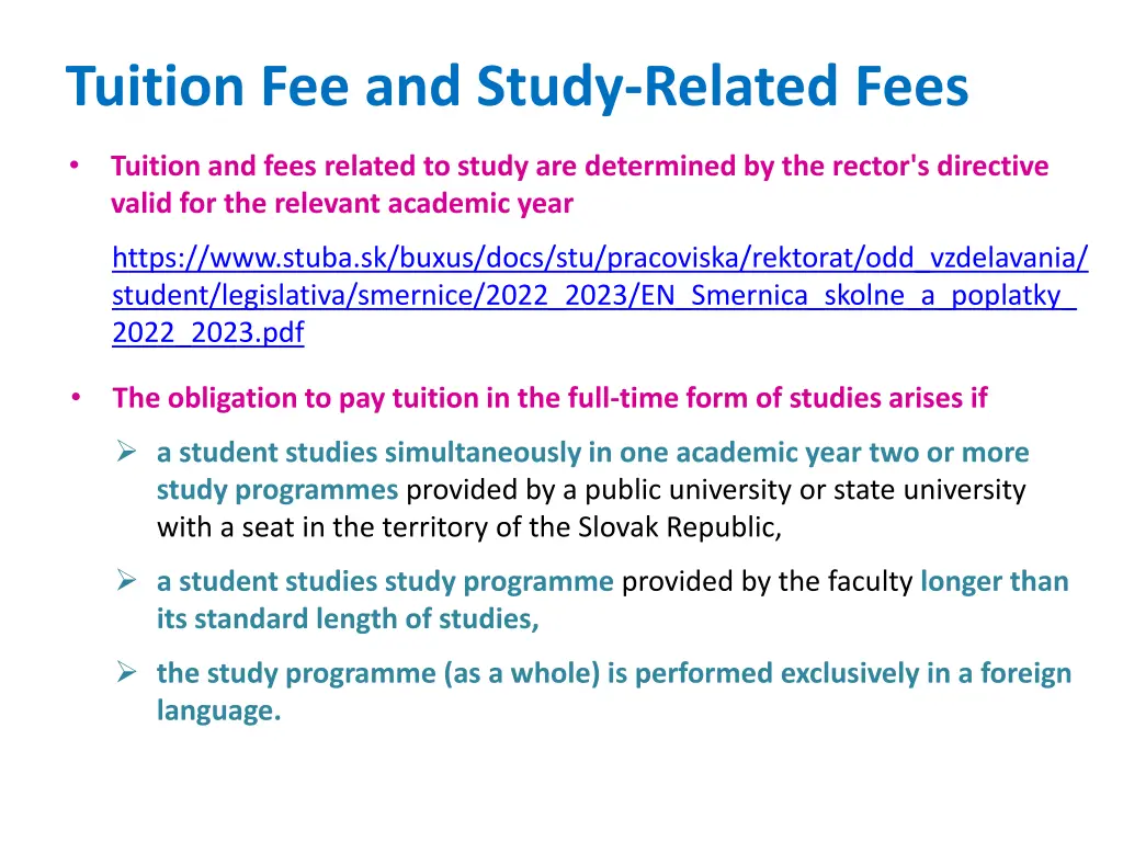 tuition fee and study related fees