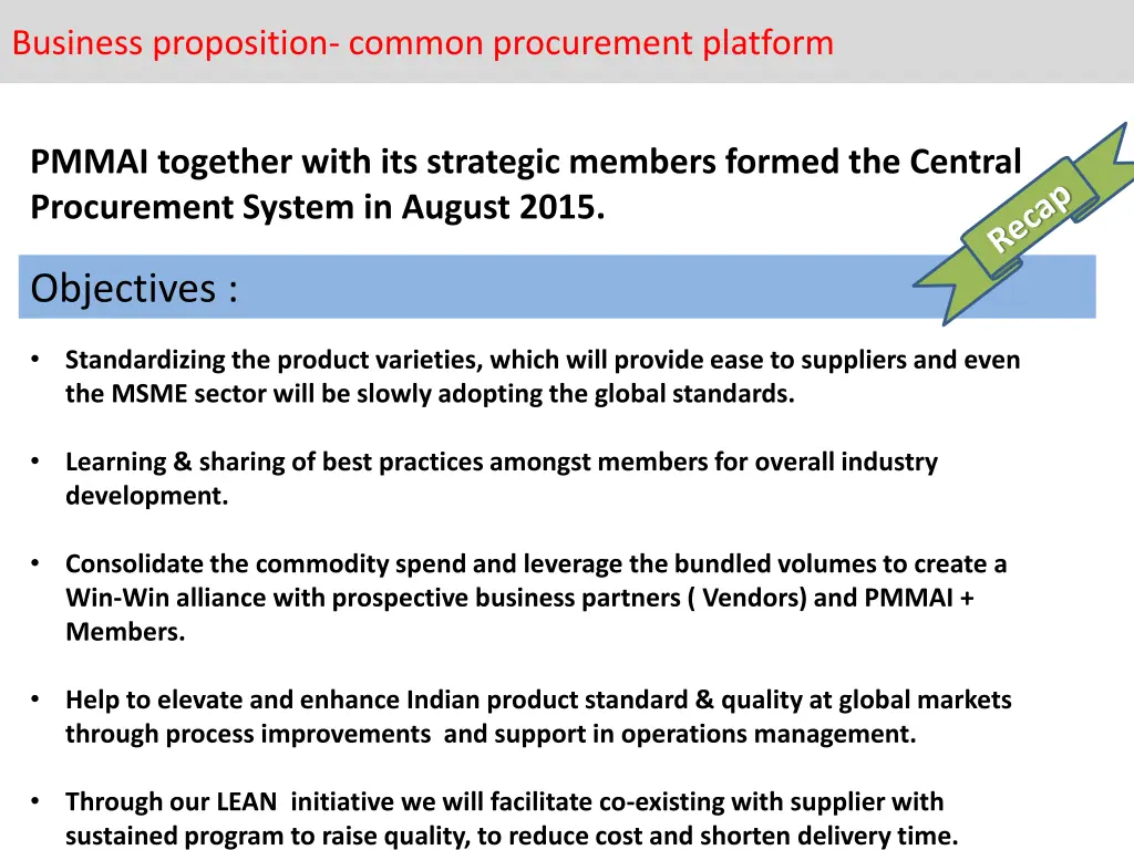 business proposition common procurement platform