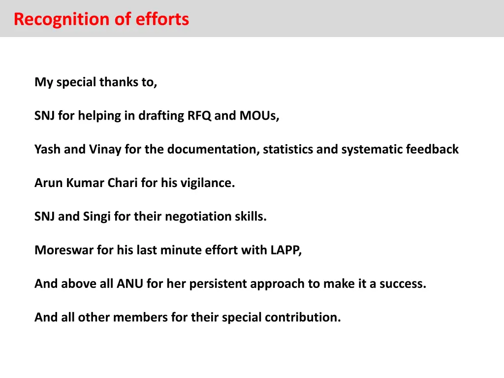 recognition of efforts