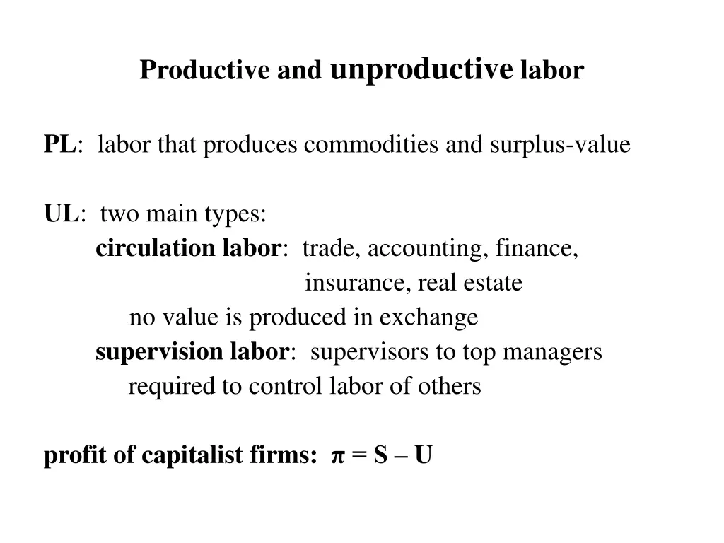 productive and unproductive labor