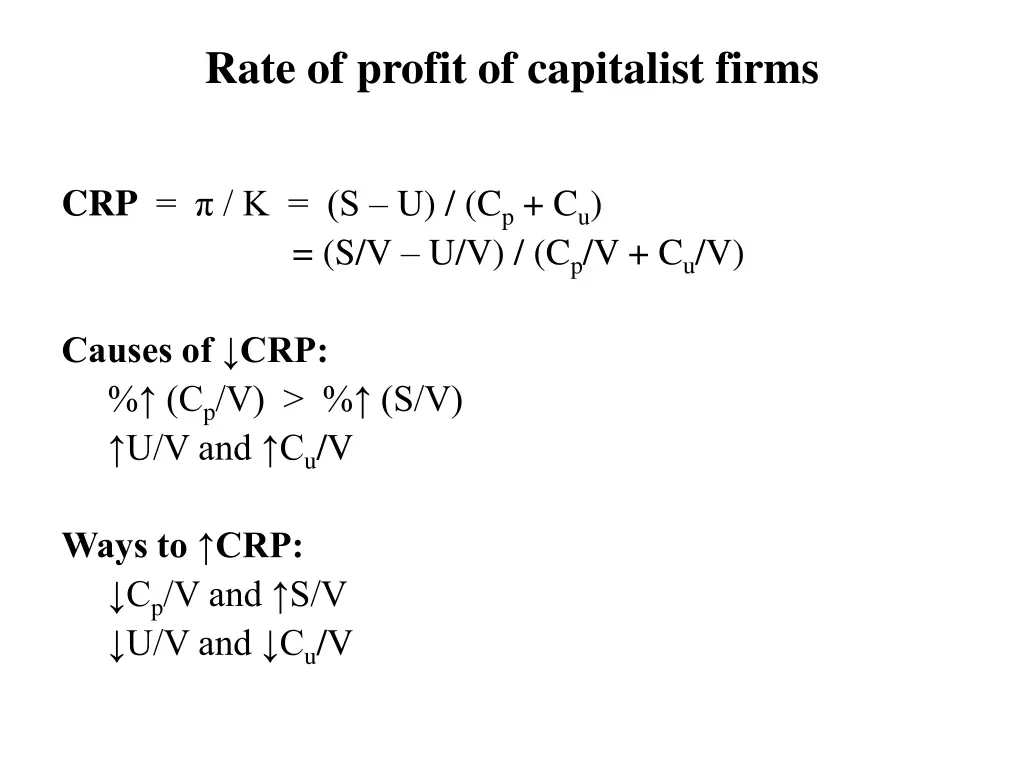 rate of profit of capitalist firms