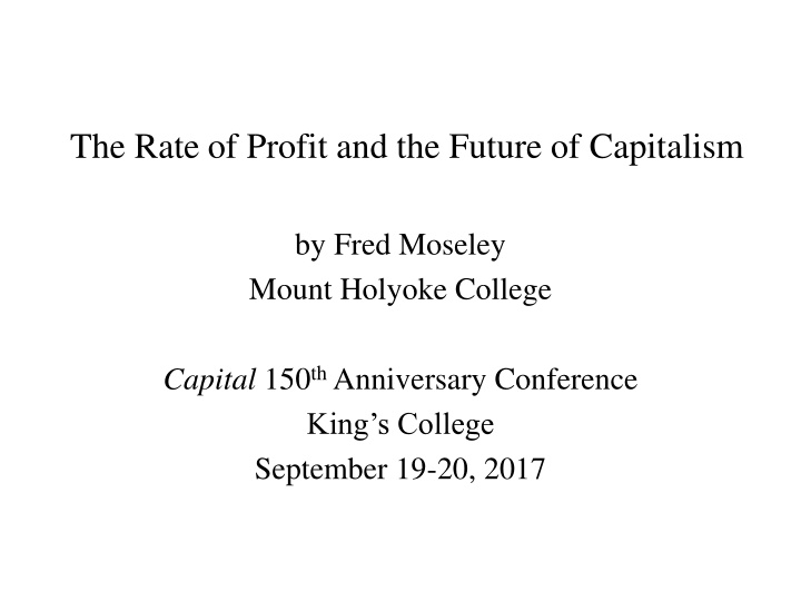 the rate of profit and the future of capitalism