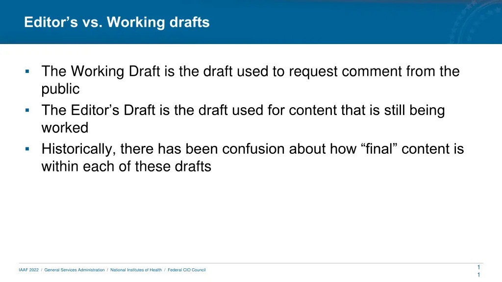 editor s vs working drafts